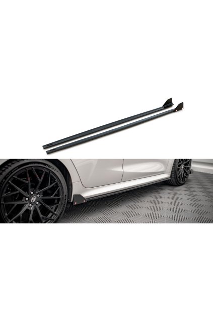 Maxton Design difuzory pod boční prahy s křidélky ver.1 pro Toyota Yaris Mk4, černý lesklý plast ABS