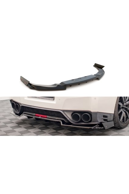 Maxton Design středový spoiler pod zadní nárazník s křidélky pro Nissan GT-R R35 Facelift, carbon-Look