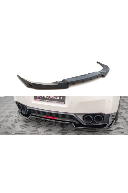 Maxton Design středový spoiler pod zadní nárazník s žebrováním pro Nissan GT-R R35 Facelift, carbon-Look