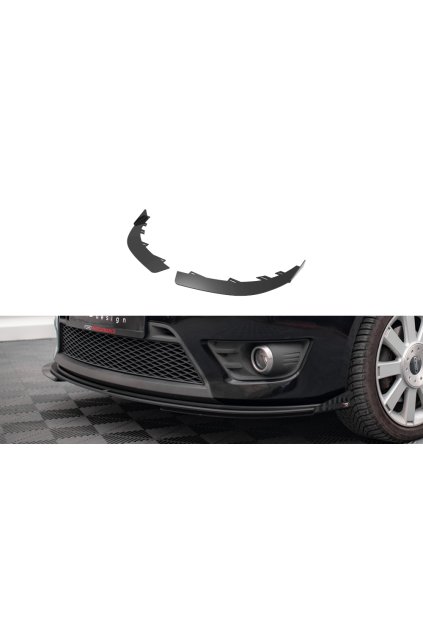 Maxton Design rohové spoilery pod přední nárazník pro Ford Fiesta ST Mk6, černý lesklý plast ABS