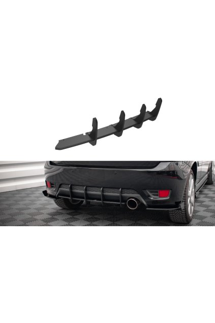 Maxton Design "Street Pro" difuzor zadního nárazníku pro Ford Fiesta ST Mk6, plast ABS bez povrchové úpravy, s černou a červenou linkou