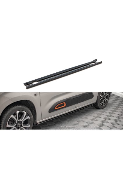 Maxton Design difuzory pod boční prahy pro Citroen Berlingo Mk3, černý lesklý plast ABS