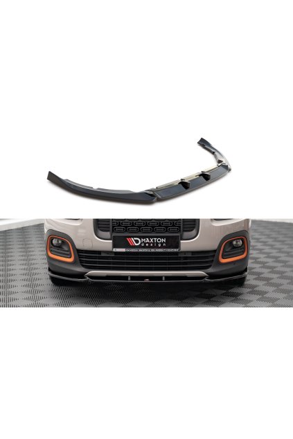 Maxton Design spoiler pod přední nárazník pro Citroen Berlingo Mk3, černý lesklý plast ABS
