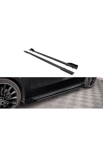 Maxton Design "Street Pro" difuzory pod boční prahy s křidélky pro Mercedes třída A W177 A35 AMG Aero, W177 AMG-Line Aero, plast ABS bez povrchové úpravy