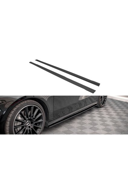Maxton Design "Street Pro" difuzory pod boční prahy pro Mercedes třída A W177 A35 AMG Aero, W177 AMG-Line Aero, plast ABS bez povrchové úpravy