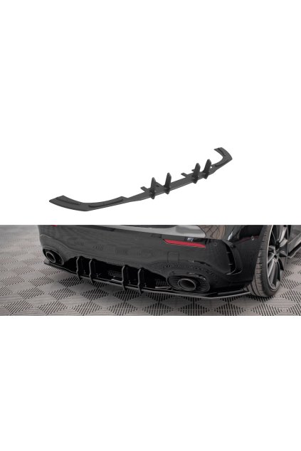 Maxton Design "Street Pro" difuzor zadního nárazníku pro Mercedes třída A W177 A35 AMG Aero, plast ABS bez povrchové úpravy, hatchback, s černou a červenou linkou