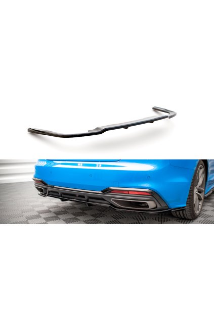 Maxton Design středový spoiler pod zadní nárazník s žebrováním pro Audi A5 F5 FL, černý lesklý plast ABS, S-Line