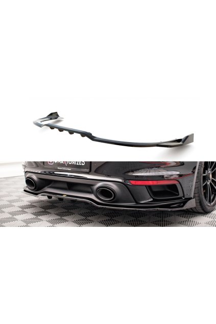 Maxton Design středový spoiler pod zadní nárazník s žebrováním pro Porsche 911 992 Turbo S, plast ABS bez povrchové úpravy