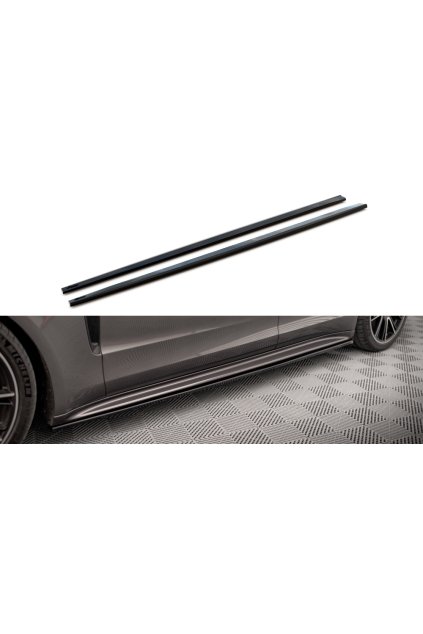 Maxton Design difuzory pod boční prahy pro Porsche Panamera 971 E-Hybrid, černý lesklý plast ABS