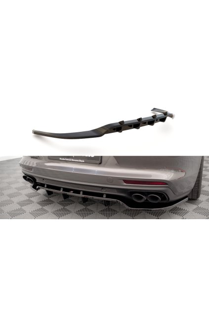 Maxton Design středový spoiler pod zadní nárazník s žebrováním pro Porsche Panamera 971 E-Hybrid, plast ABS bez povrchové úpravy