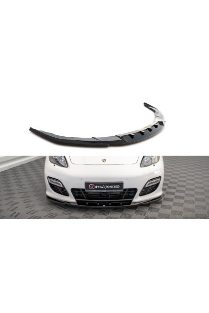 Maxton Design spoiler pod přední nárazník ver.2 pro Porsche Panamera 970 Turbo, černý lesklý plast ABS