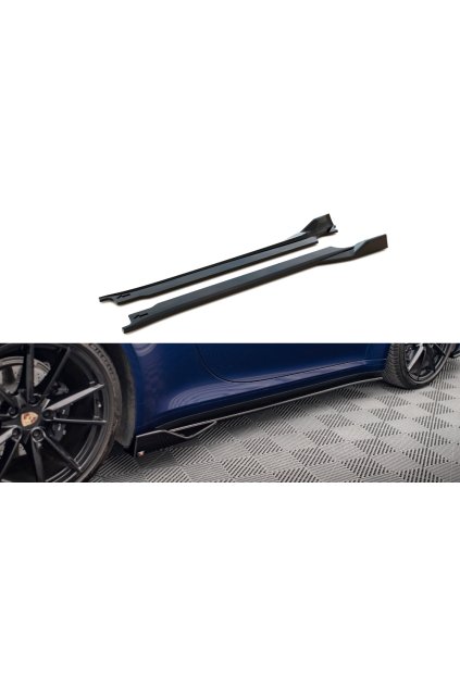 Maxton Design difuzory pod boční prahy ver.2 pro Porsche 911 992 Carrera/Carrera S Aero, plast ABS bez povrchové úpravy