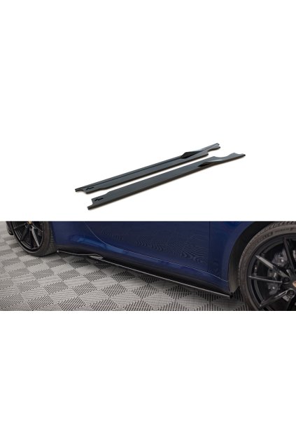 Maxton Design difuzory pod boční prahy pro Porsche 911 992 Carrera/Carrera S Aero, černý lesklý plast ABS