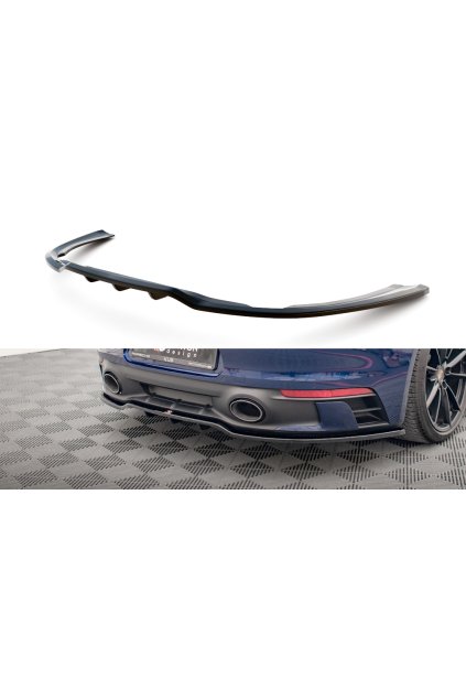 Maxton Design středový spoiler pod zadní nárazník s žebrováním v.1 pro Porsche 911 992 Carrera/Carrera S Aero, plast ABS bez povrchové úpravy