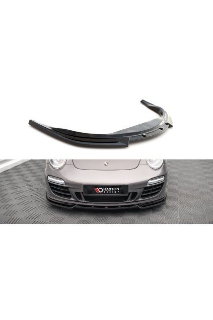 Maxton Design spoiler pod přední nárazník ver.2 pro Porsche 911 997 Carrera GTS Facelift, černý lesklý plast ABS