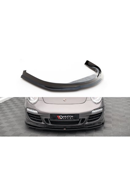 Maxton Design spoiler pod přední nárazník pro Porsche 911 997 Carrera GTS Facelift, černý lesklý plast ABS