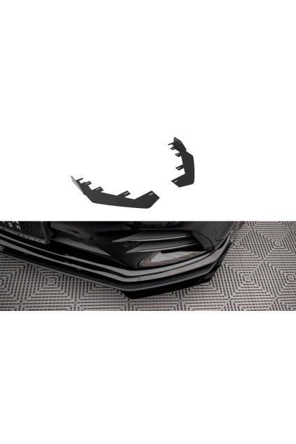 Maxton Design rohové spoilery pod přední nárazník pro Mercedes třída A W177 A35 AMG Aero, W177 AMG-Line Aero, černý lesklý plast ABS