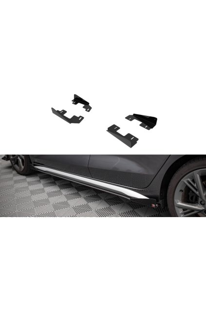 Maxton Design křidélka bočních difuzorů pro Audi A3 8Y, černý lesklý plast ABS, S-Line