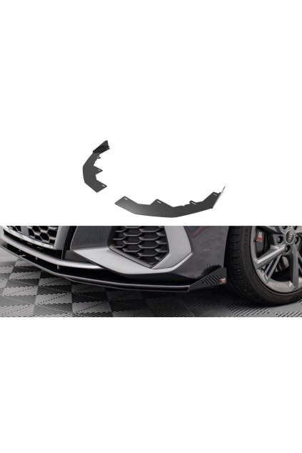 Maxton Design rohové spoilery pod přední nárazník pro Audi A3 8Y, černý lesklý plast ABS, S-Line