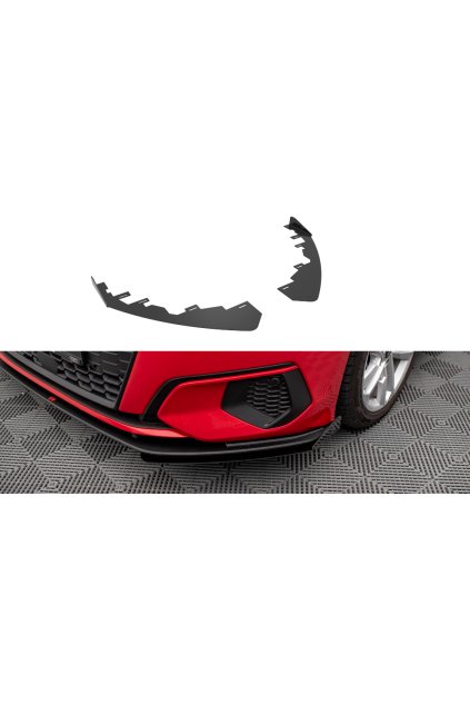 Maxton Design rohové spoilery pod přední nárazník pro Audi A3 8Y, černý lesklý plast ABS