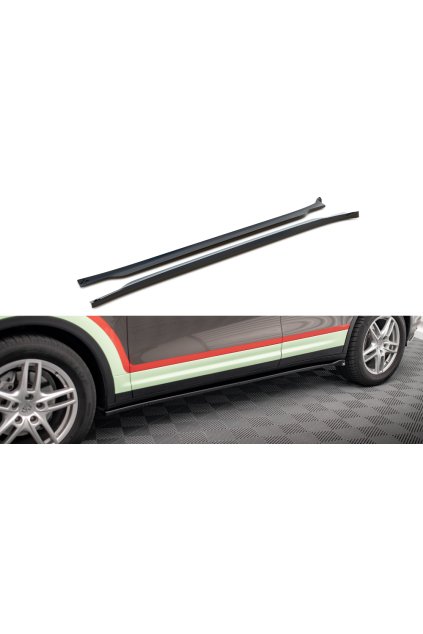 Maxton Design difuzory pod boční prahy pro Porsche Cayenne Mk2, černý lesklý plast ABS