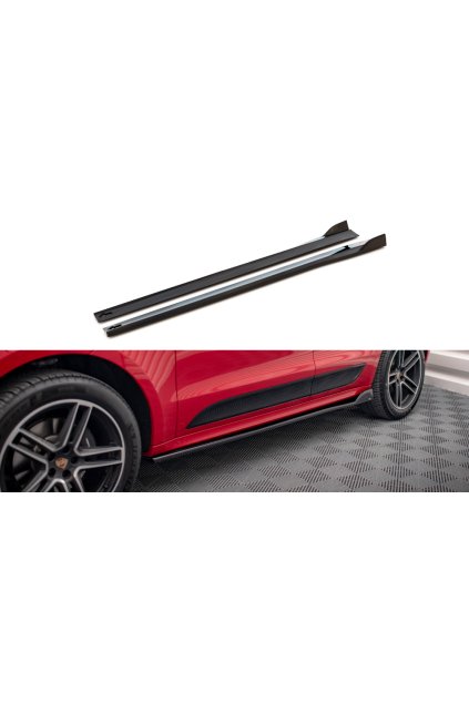 Maxton Design difuzory pod boční prahy pro Porsche Macan Mk1 Facelift, černý lesklý plast ABS