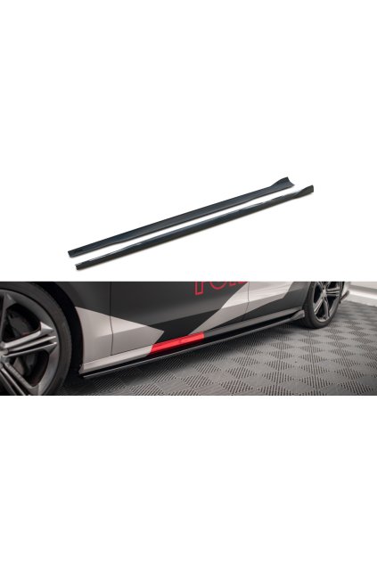 Maxton Design difuzory pod boční prahy ver.2 pro Audi S8 D4, černý lesklý plast ABS