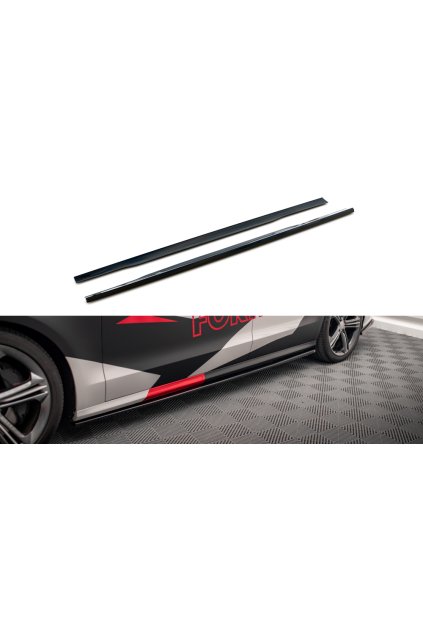 Maxton Design difuzory pod boční prahy pro Audi S8 D4, černý lesklý plast ABS