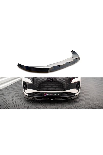 Maxton Design spoiler pod přední nárazník pro Audi Q4 e-tron Mk1 Sportback, černý lesklý plast ABS