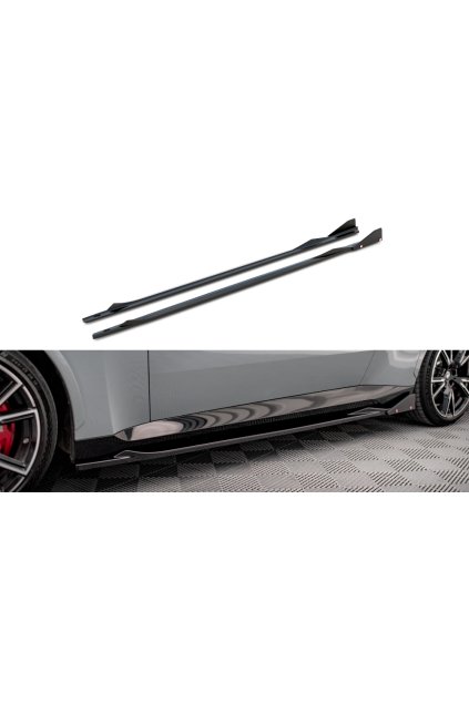Maxton Design difuzory pod boční prahy s křidélky ver.2 pro BMW řada 2 G42 M240i, G42 M-Pack, černý lesklý plast ABS