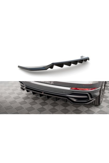 Maxton Design středový spoiler pod zadní nárazník s žebrováním pro Audi Q3 F3 S-Line, černý lesklý plast ABS