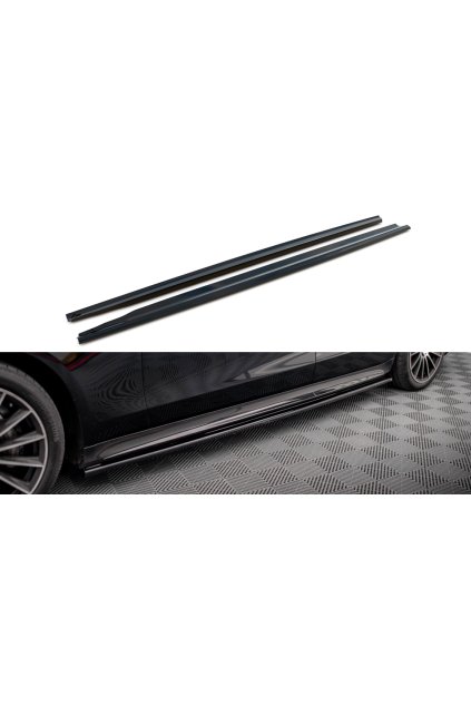 Maxton Design difuzory pod boční prahy pro Mercedes třída S W223 AMG-Line, plast ABS bez povrchové úpravy, pro verzi long