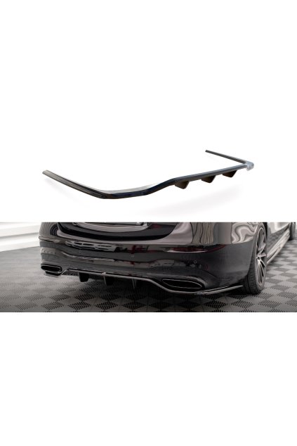 Maxton Design středový spoiler pod zadní nárazník s žebrováním pro Mercedes třída S W223 AMG-Line, plast ABS bez povrchové úpravy