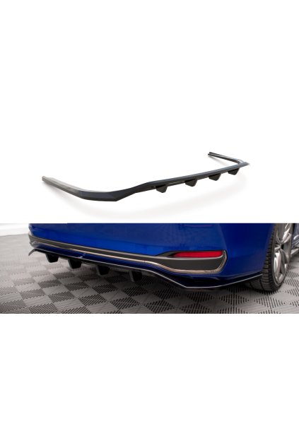 Maxton Design středový spoiler pod zadní nárazník s žebrováním pro Lexus ES F Sport Mk7, černý lesklý plast ABS