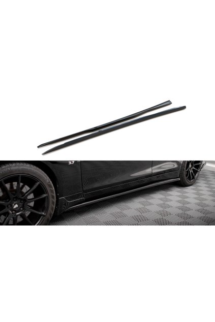 Maxton Design difuzory pod boční prahy pro Infiniti Q50 S Mk1, černý lesklý plast ABS