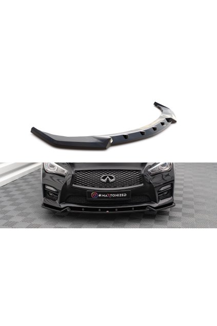Maxton Design spoiler pod přední nárazník ver.2 pro Infiniti Q50 S Mk1, černý lesklý plast ABS