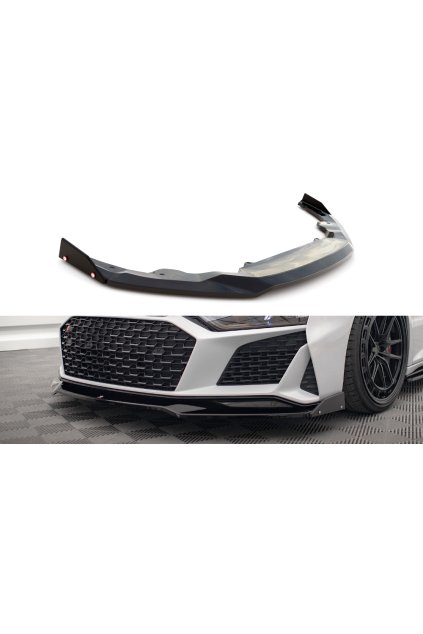 Maxton Design spoiler pod přední nárazník ver.3 s křidélky pro Audi R8 Mk2 Facelift, černý lesklý plast ABS