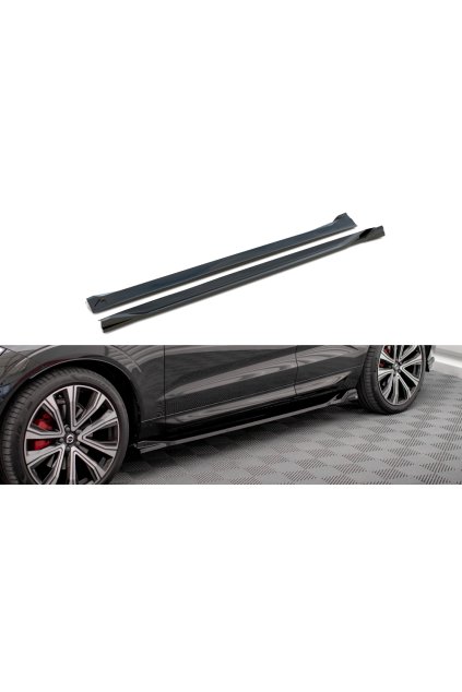 Maxton Design difuzory pod boční prahy pro Volvo XC60 Mk2 Facelift R-Design, carbon-Look
