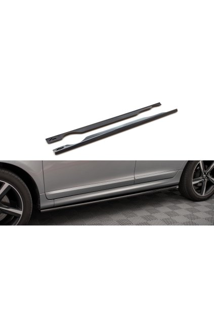 Maxton Design difuzory pod boční prahy pro Volvo XC60 Mk1 Facelift R-Design, carbon-Look