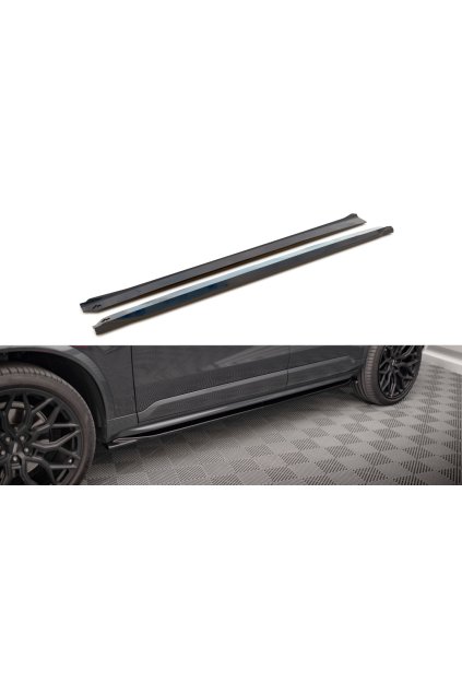 Maxton Design difuzory pod boční prahy pro Volvo XC90 Mk2 Facelift R-Design, černý lesklý plast ABS