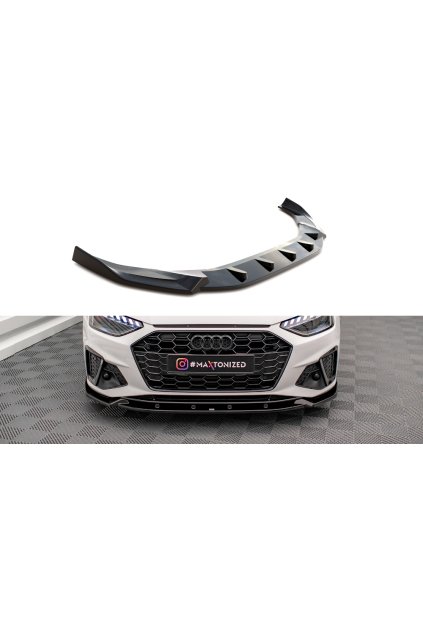 Maxton Design spoiler pod přední nárazník pro Audi S4 B9 FL, černý lesklý plast ABS