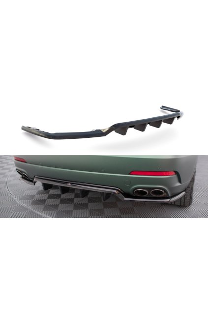 Maxton Design středový spoiler pod zadní nárazník s žebrováním pro Maserati Levante Mk1 Standard, černý lesklý plast ABS