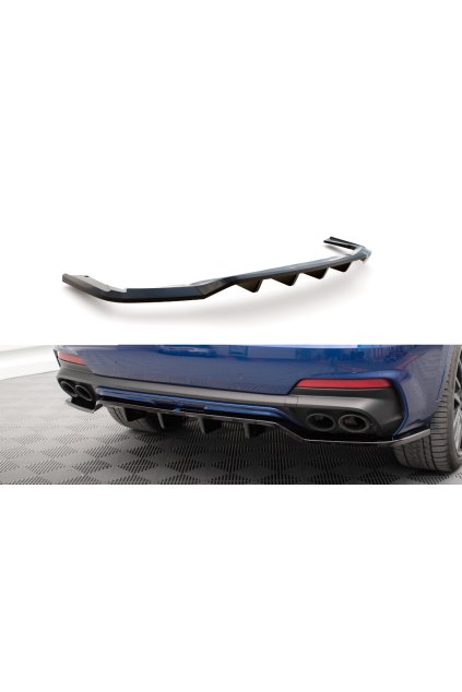 Maxton Design středový spoiler pod zadní nárazník s žebrováním pro Maserati Levante Mk1 GTS, černý lesklý plast ABS