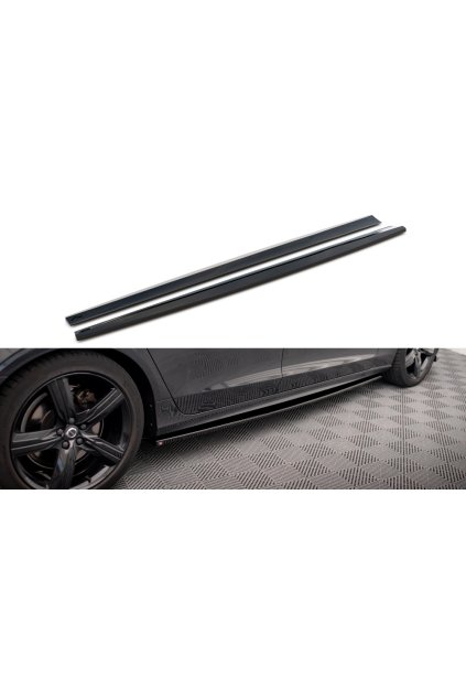 Maxton Design difuzory pod boční prahy pro Volvo V90 Mk2 R-Design, černý lesklý plast ABS
