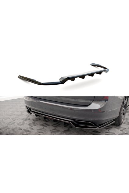 Maxton Design středový spoiler pod zadní nárazník s žebrováním pro Volvo V90 Mk2 R-Design, carbon-Look