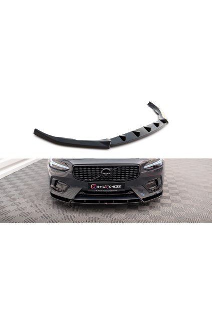 Maxton Design spoiler pod přední nárazník pro Volvo V90 Mk2 R-Design, černý lesklý plast ABS