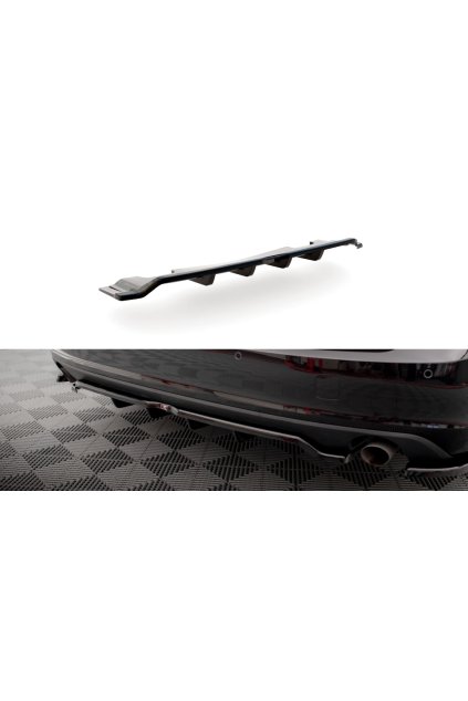 Maxton Design středový spoiler pod zadní nárazník s žebrováním v.2 pro Volvo V90 Mk2, černý lesklý plast ABS