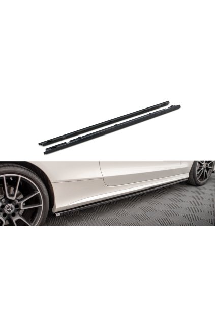 Maxton Design difuzory pod boční prahy pro Mercedes třída C W205 Facelift/AMG-Line/Coupe, černý lesklý plast ABS