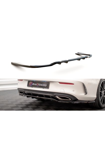 Maxton Design středový spoiler pod zadní nárazník s žebrováním pro Mercedes třída C W205 Facelift/AMG-Line/Coupe, černý lesklý plast ABS
