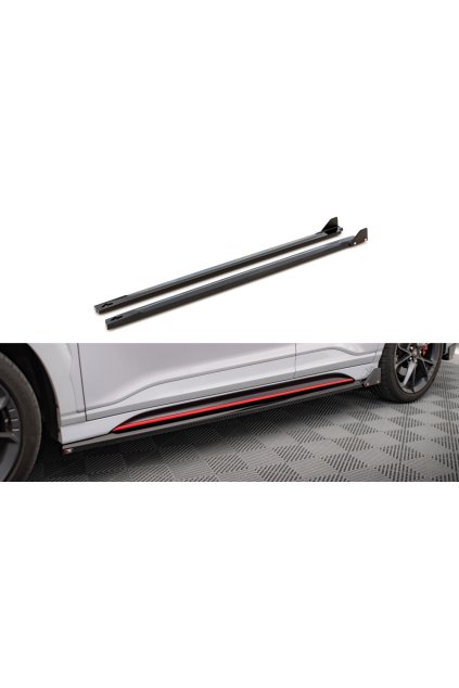 Maxton Design difuzory pod boční prahy s křidélky ver.1 pro Hyundai Kona N Mk1, černý lesklý plast ABS